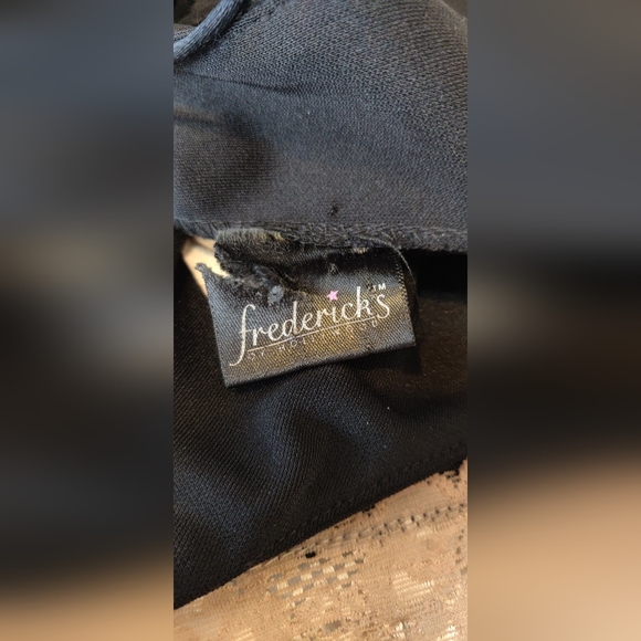 Vintage Fredericks of Hollywood Black Slip Negligee Dress LACE UP BACK Large - Picture 14 of 16